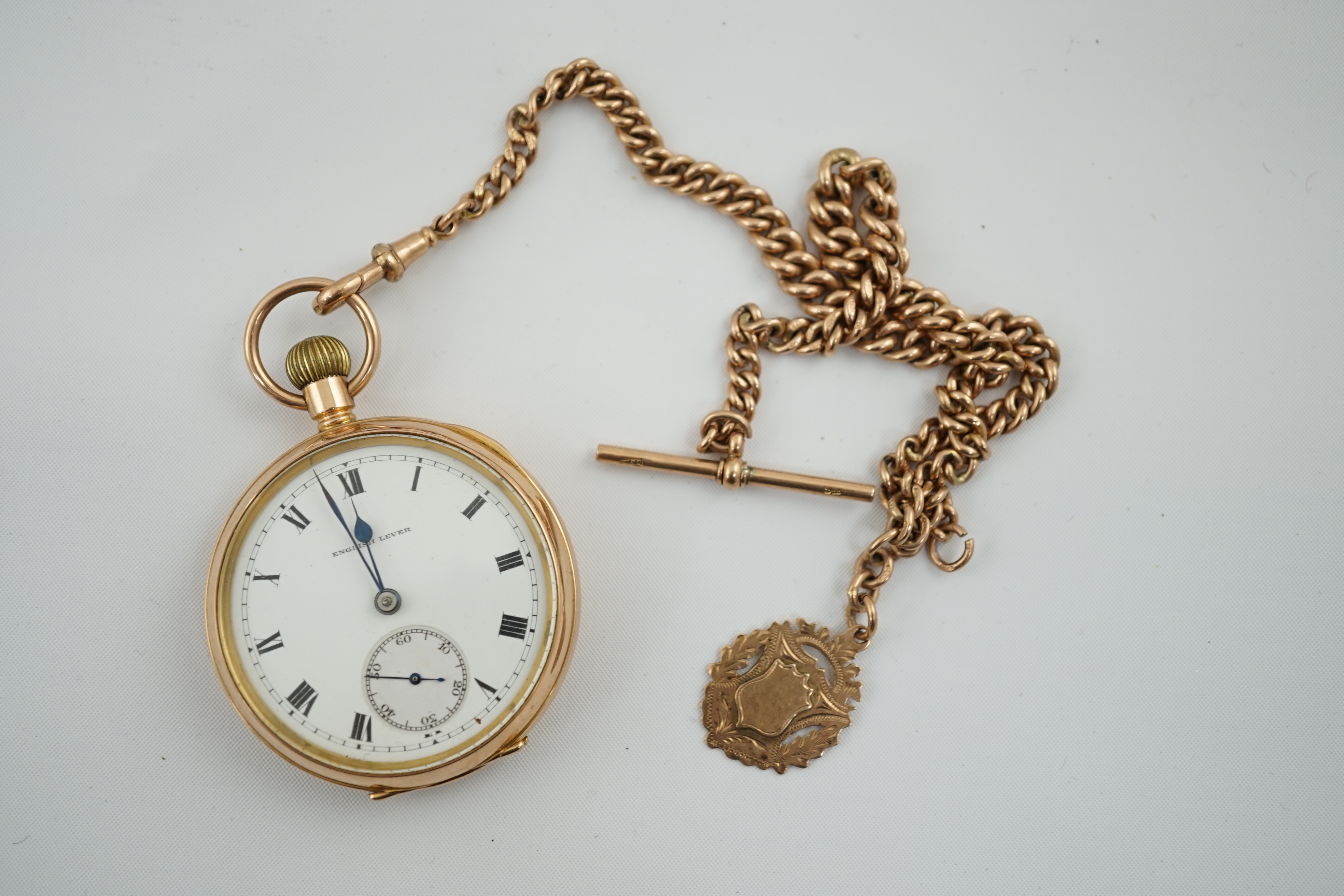 A George V 9ct gold English Lever open face keyless pocket watch